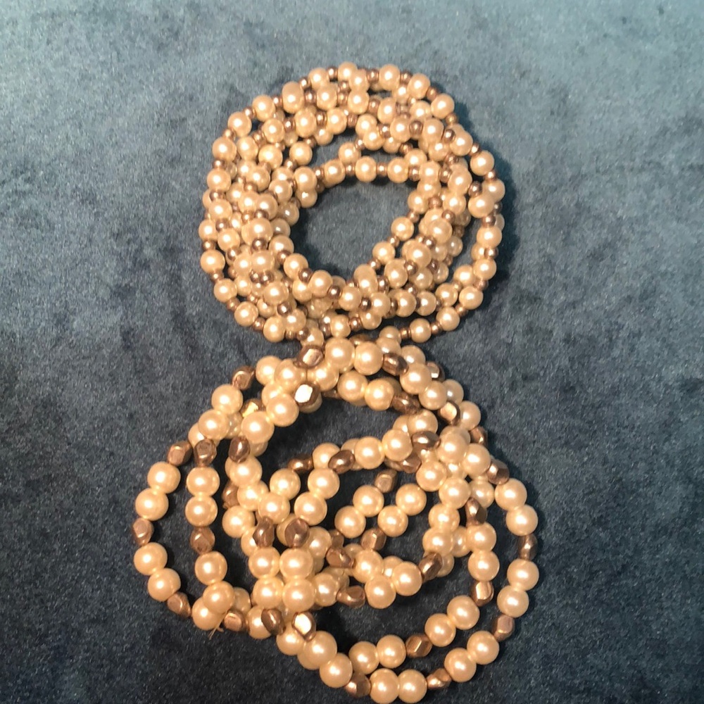 Set of 13 Silpada stretch pearl and silver bead bracelets